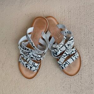 Coconuts Matisse Size 8 Strappy leather snake skin flat sandals